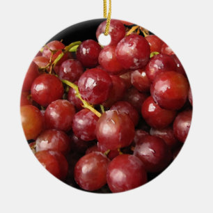 Red Grapes Ceramic Ornament