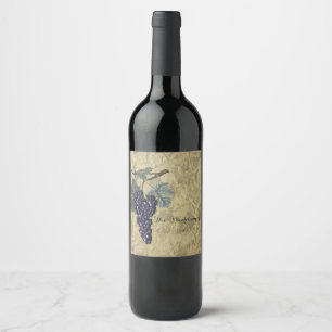 Red Grapes Elegant Vineyard Custom Wedding Wine Label