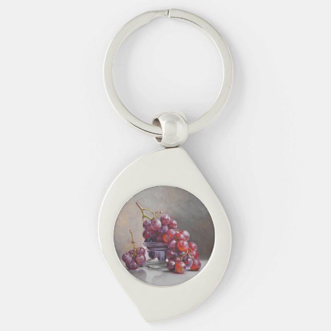 Red Grapes Still Life - from Original Oil Painting Keychain (Front)