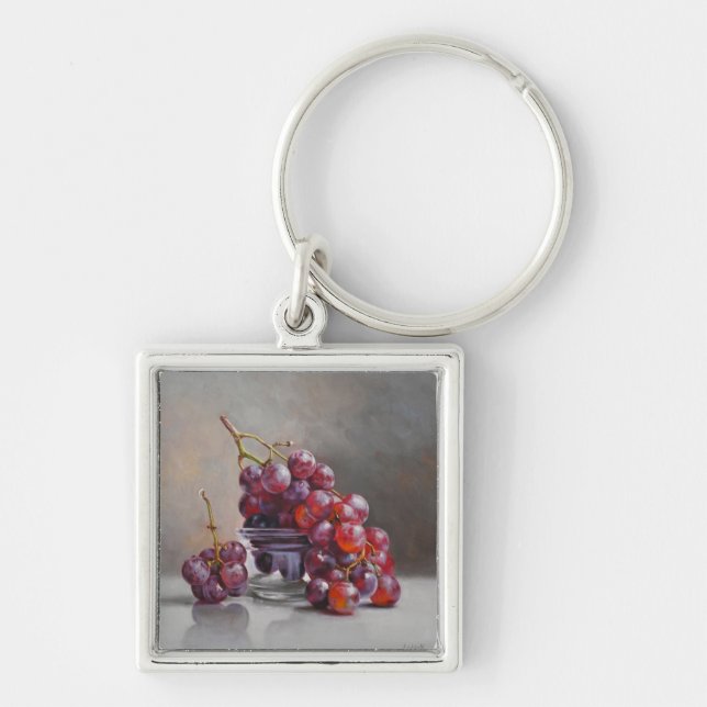 Red Grapes Still Life - from Original Oil Painting Keychain (Front)