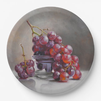 Red Grapes Still Life - from Original Oil Painting Paper Plate