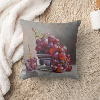 Red Grapes Still Life - from Original Oil Painting Throw Pillow