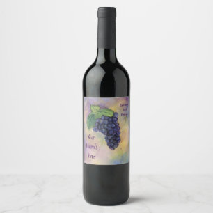 Red Grapes Wine Art Personalized Bottle Label
