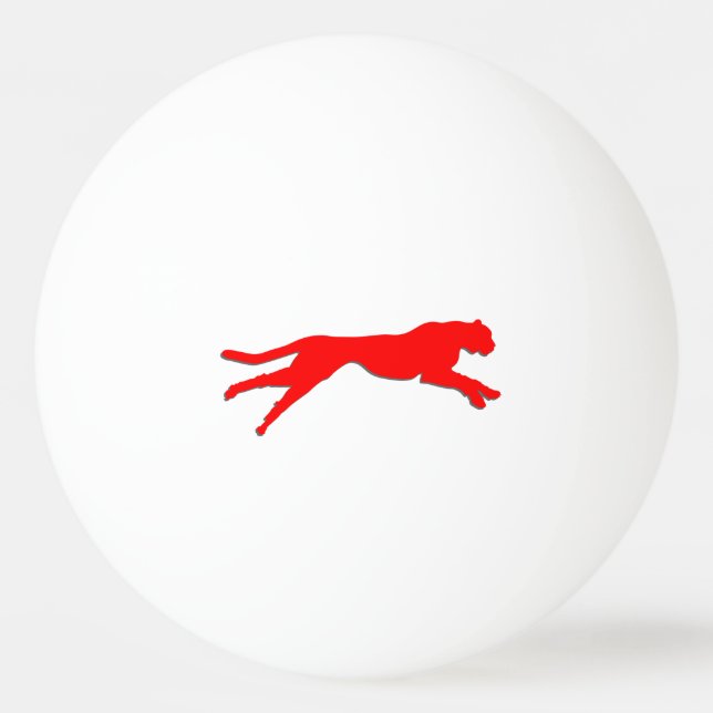 Red graphic art cheetah ping pong ball (Back)
