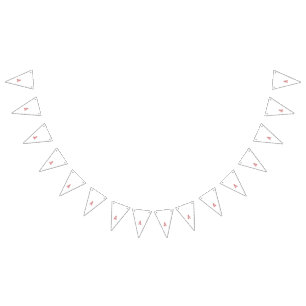 Red graphic design featuring intricate line art mo bunting flags