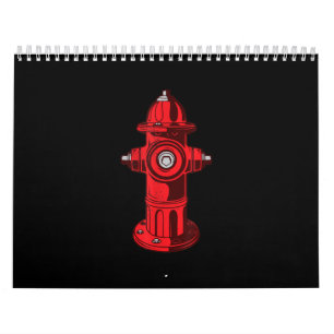 Red Graphic Fire Hydrant Firefighter Work Gifts Calendar