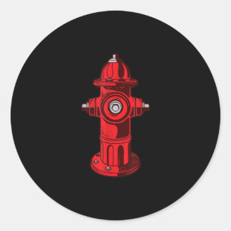 Red Graphic Fire Hydrant Firefighter Work Gifts Classic Round Sticker