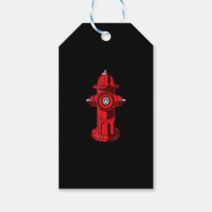 Red Graphic Fire Hydrant Firefighter Work Gifts Gift Tags