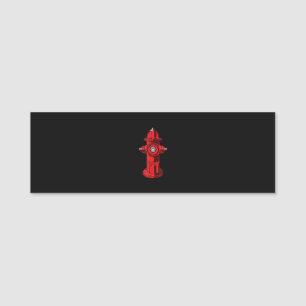 Red Graphic Fire Hydrant Firefighter Work Gifts Name Tag