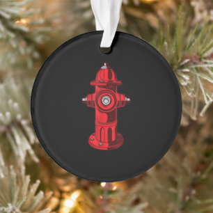 Red Graphic Fire Hydrant Firefighter Work Gifts Ornament