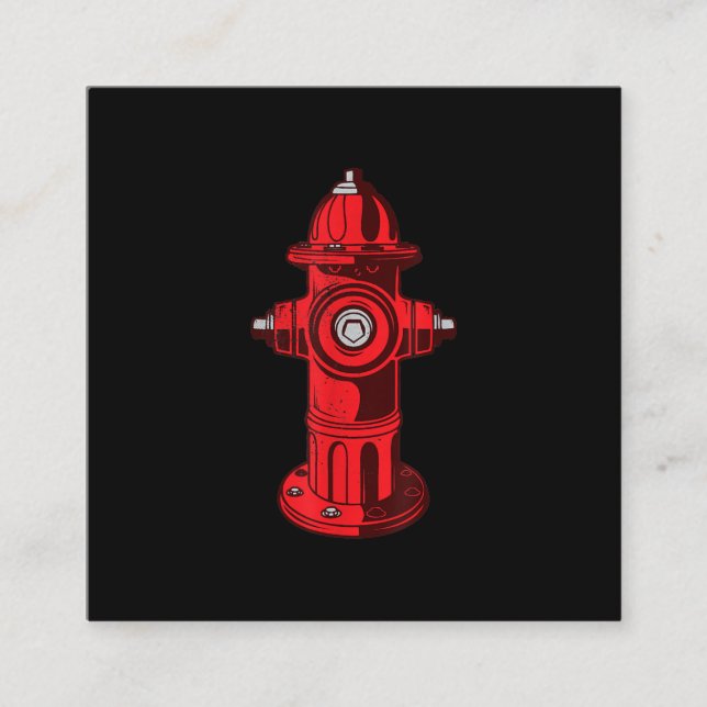 Red Graphic Fire Hydrant Firefighter Work Gifts Square Business Card (Front)