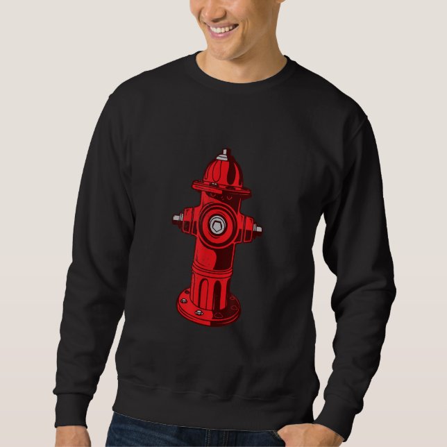 Red Graphic Fire Hydrant Firefighter Work Gifts Sweatshirt (Front)