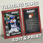 Red Graphite Baseball Trading Card Baseball Player<br><div class="desc">Baseball Trading Card <<>> This is the perfect gift to celebrate the achievements of a baseball player, a personalized collection card for a passionate baseball fan, or gift these cards to each team player and coach to be forever cherished as a memory. This unique sports trading card design is loved...</div>