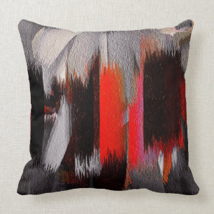 Red Gray Abstract Throw Pillow