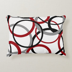 Red, Gray and Black Circles     Accent Pillow