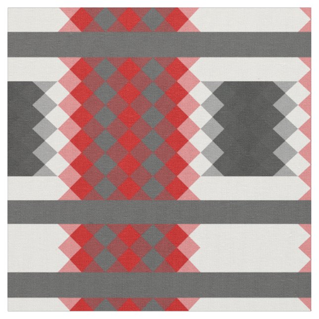 red gray and white geometric fabric (Close Up)