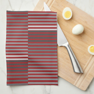Red, Gray, Black, White Stripes Kitchen Towel