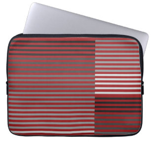 Red, Gray, Black, White Stripes Laptop Sleeve