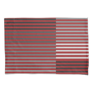 Red, Gray, Black, White Stripes Pillowcase