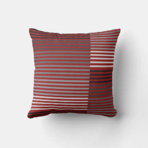 Red, Gray, Black, White Stripes Throw Pillow