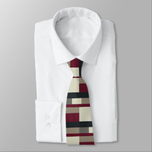 Red Gray Color Block Rectangles Geometric Simple Tie