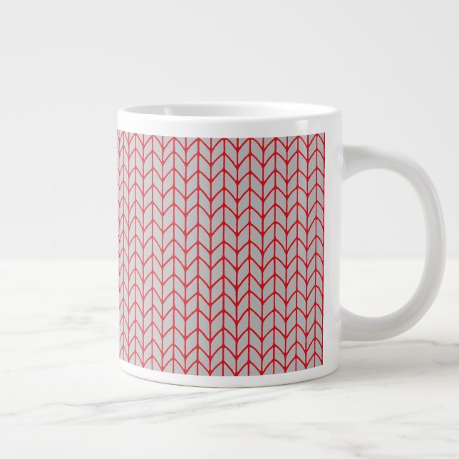 RED GRAY KNIT Big White Mug  (Right)