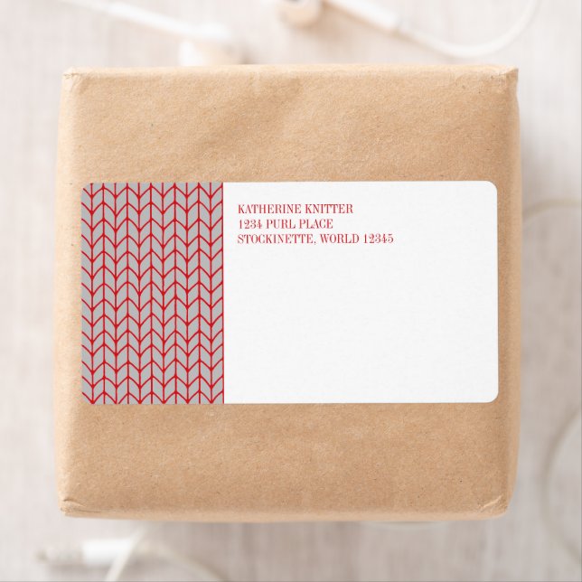 RED GRAY KNIT Shipping Address Labels  (Insitu)