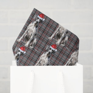 Red Gray Plaid Great Dane Dog Christmas Holiday Tissue Paper