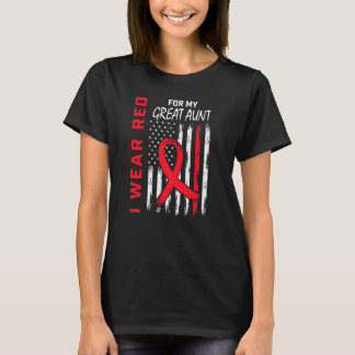 Red Great Aunt Heart Disease Awareness Flag Matchi T-Shirt