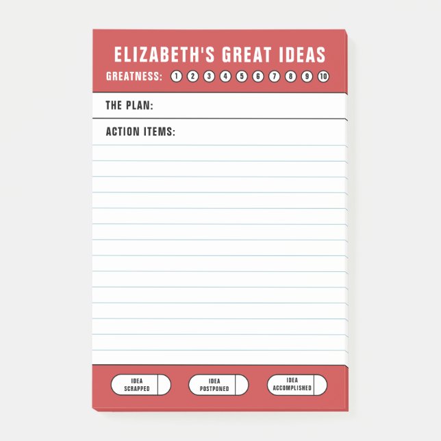 Red Great Ideas To Do List Post-it Notes (Front)