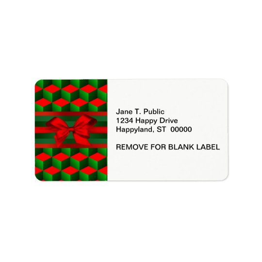 Red & Green 3D Look Cubes Ribbon Christmas