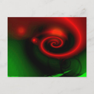 Red Green Abstract Painting Postcard
