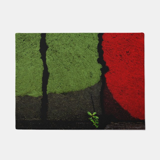 Red & Green Abstract Photograph Cool Unique Doormat (Front)