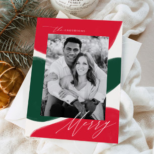 Red & Green Abstract Shapes   Holiday Photo Card