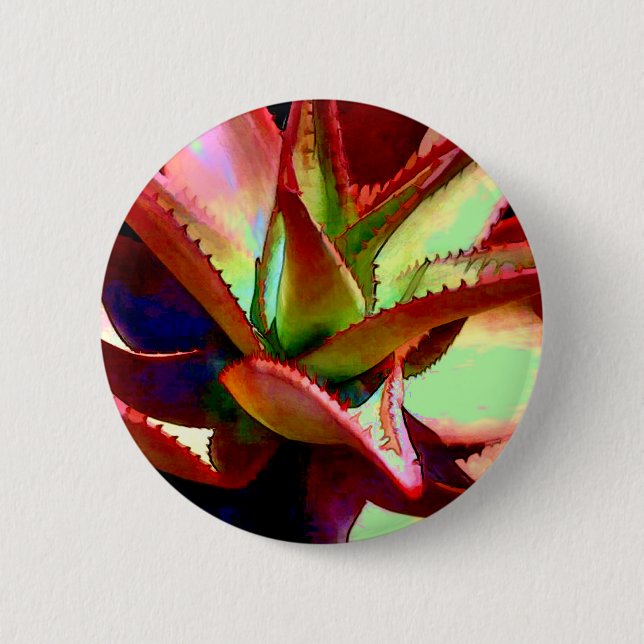 Red & Green Agave 2 Inch Round Button (Front)