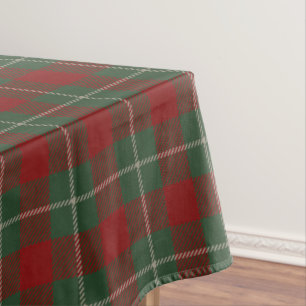Red Green and Beige Tartan Plaid Pattern Tablecloth