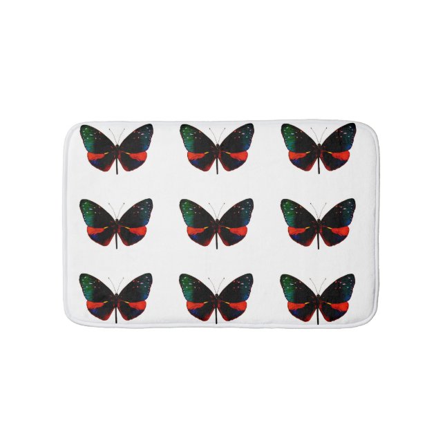 Red, Green and Black Butterfly Bath Mat (Front)