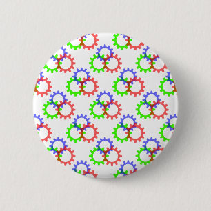 Red, Green and Blue Gears 2 Inch Round Button