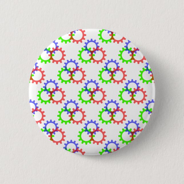 Red, Green and Blue Gears 2 Inch Round Button (Front)