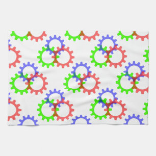 Red, Green and Blue Gears Kitchen Towel