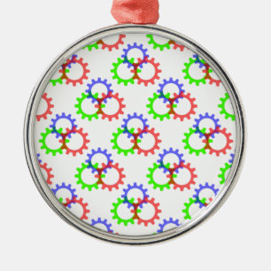 Red, Green and Blue Gears Metal Ornament