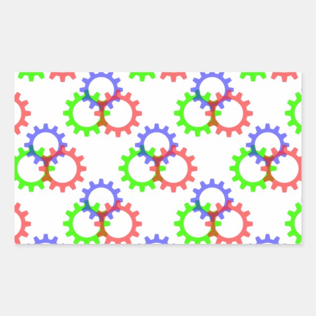 Red, Green and Blue Gears Sticker (Front)