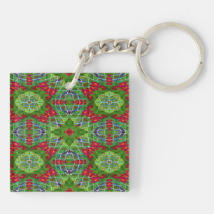 Red, Green and Blue Geometric Keychain