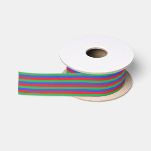 Red, Green and Blue Stripes Satin Ribbon