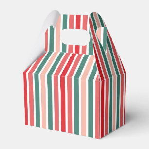 Red Green and Blush Striped  Favor Box