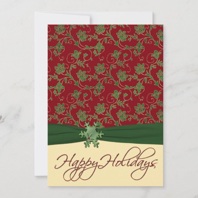 Red, Green, and Cream Christmas Party Invitation (Front)