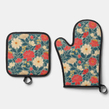 Red, Green, and Cream Floral Chinoiserie