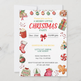 Red, Green and Gold Christmas Invitation