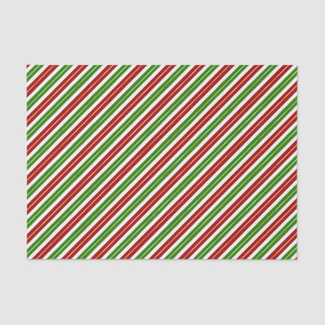 Red, Green and Gold Christmas Stripes Tissue Paper (Front)