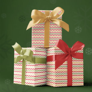 Red, Green, and Gold Christmas ZigZag Variety Wrapping Paper Sheet